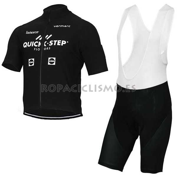 2017 Maillot Quick Step Floors tirantes mangas cortas negro